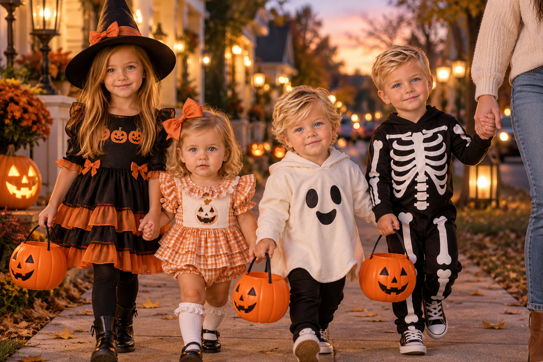 Siblings are out trick and treating