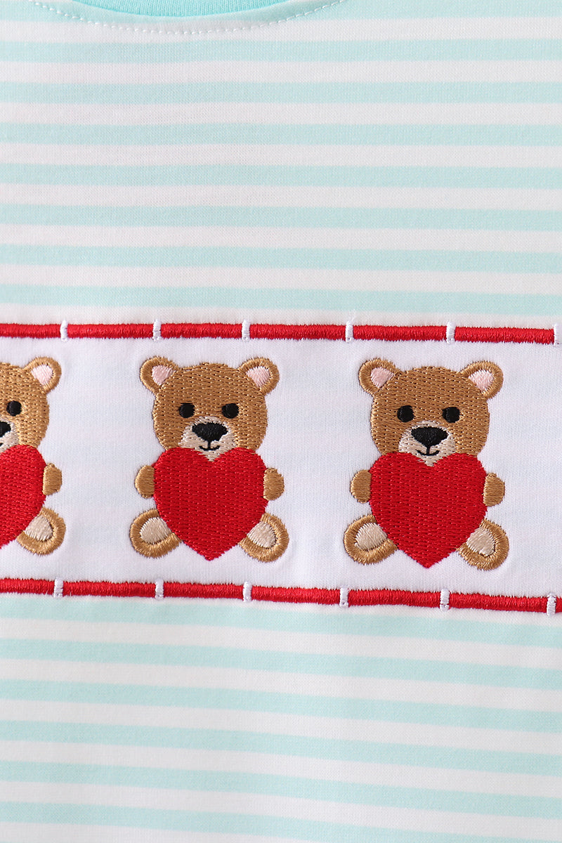 Blue Bear Embroidered Top