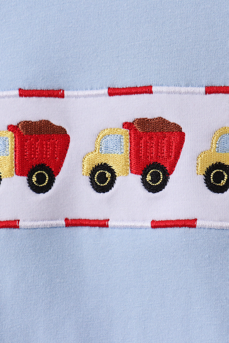Blue Construction Embroidered Top