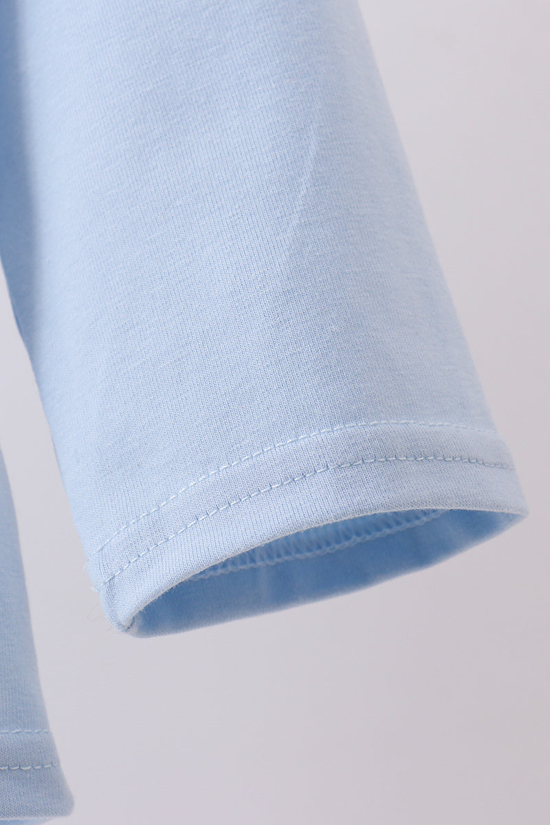 Blue Construction Embroidered Top