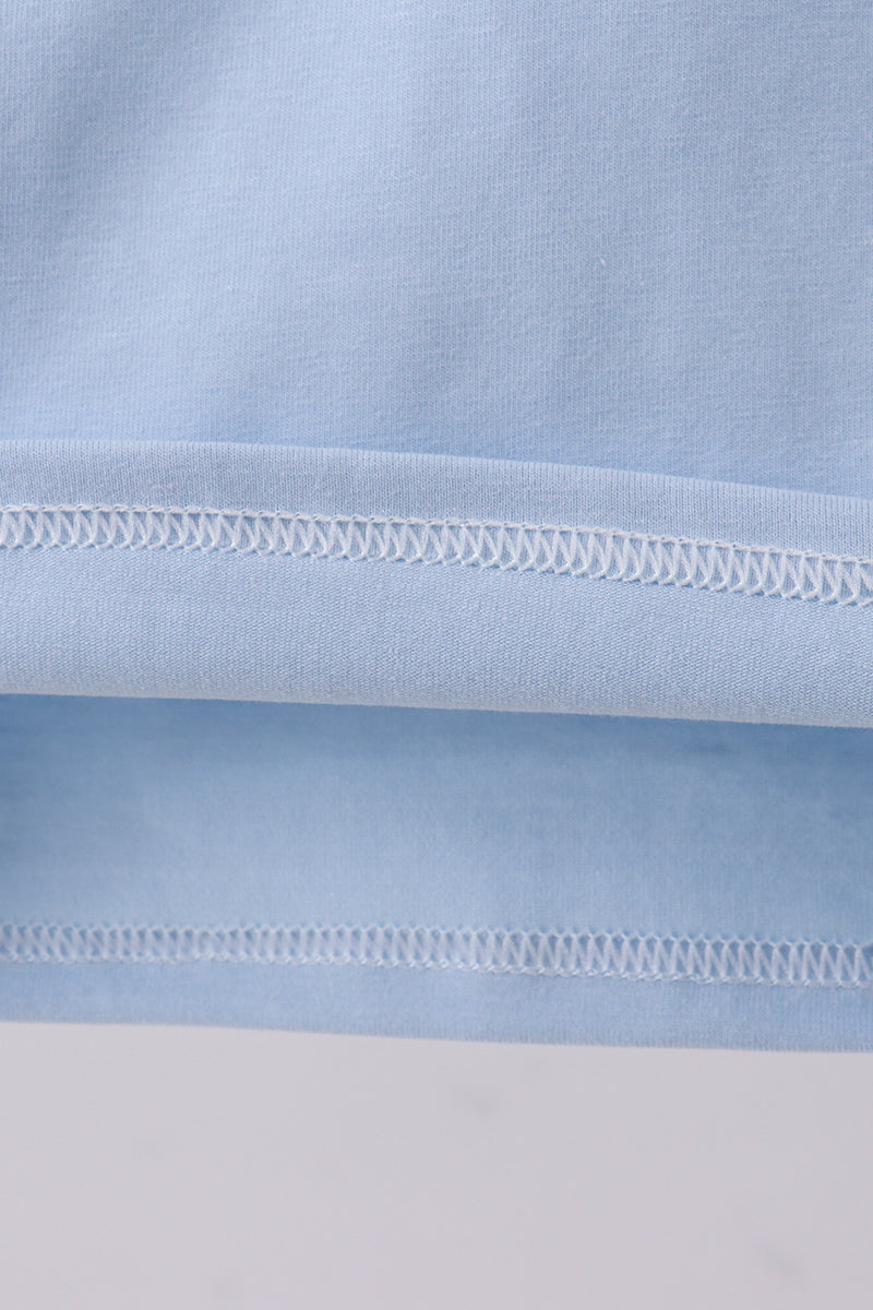 Blue Construction Embroidered Top
