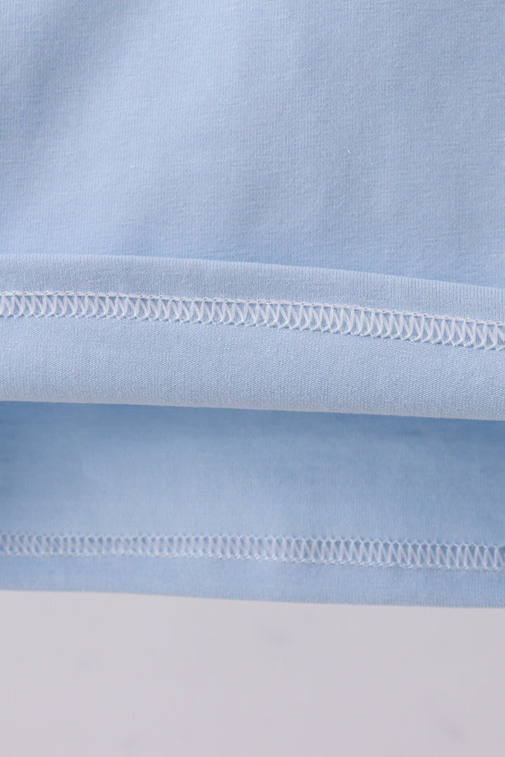Blue Construction Embroidered Top