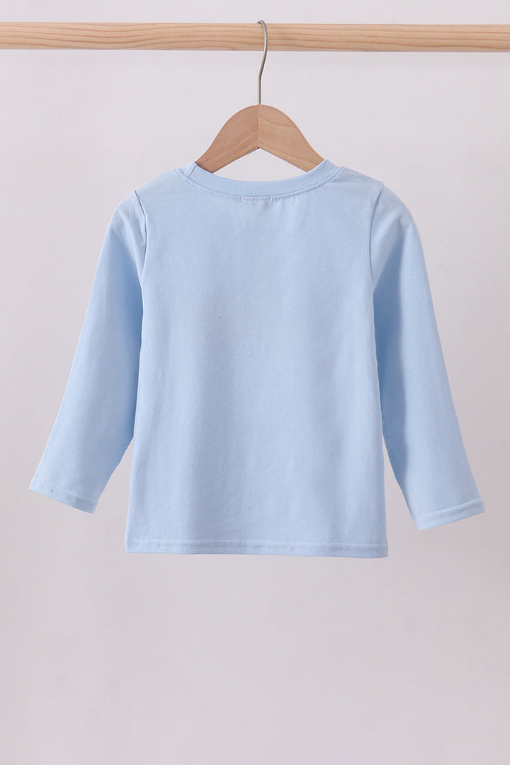 Blue Construction Embroidered Top