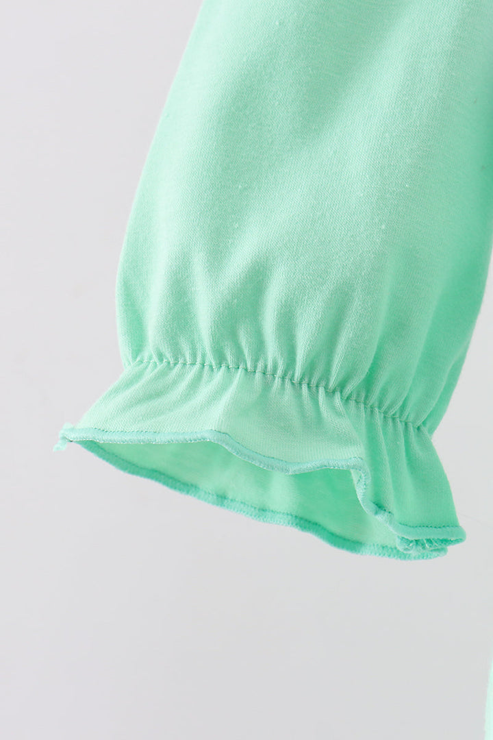 Green Embroidered Ruffle Bubble