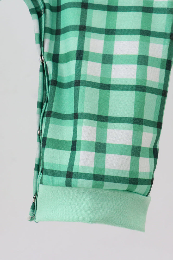 Green Parade Embroidered Gingham Romper