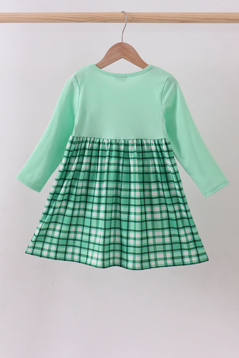 Green Parade Embroidered Gingham Dress