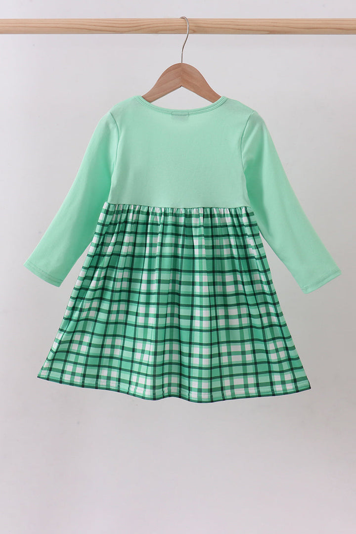 Green Parade Embroidered Gingham Dress