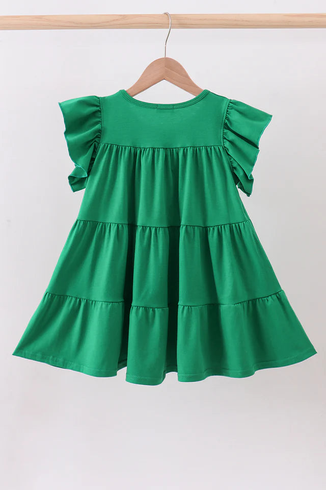 Green Clover Sequin Ruffle Tiered Dress