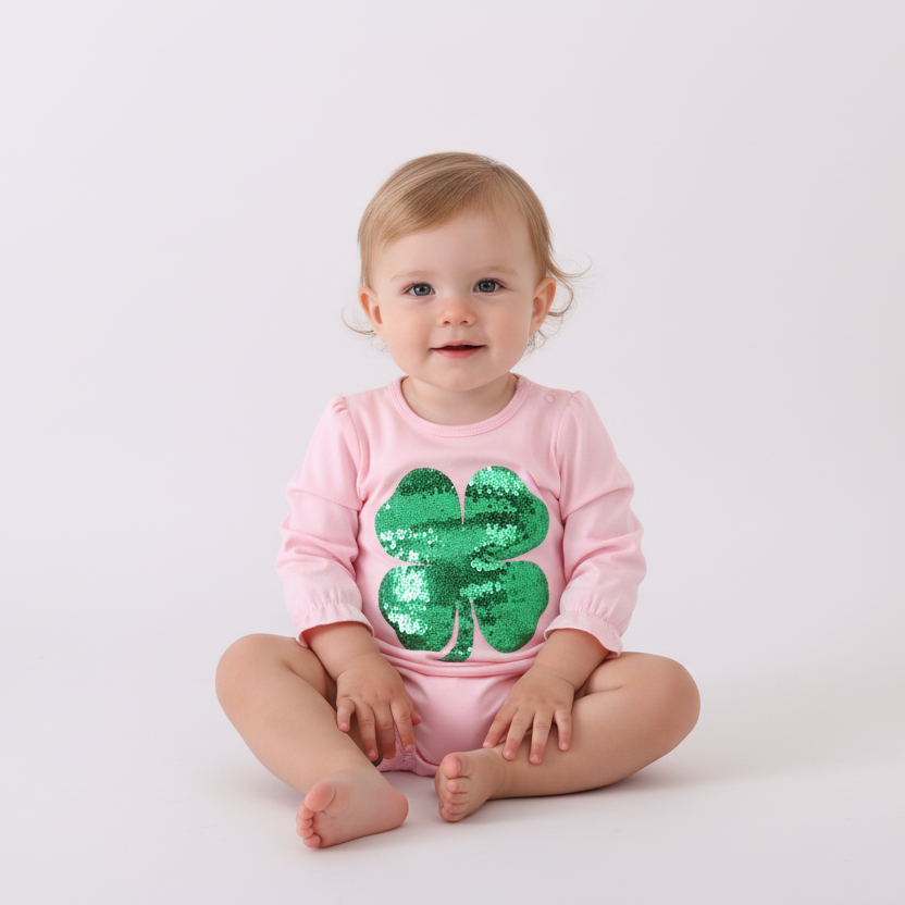 Pink Clover Glitter Ruffle Bubble
