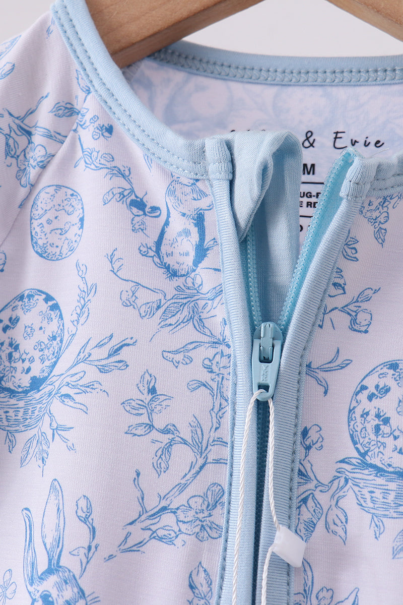 Blue Bunny Egg Bamboo Sleep Romper