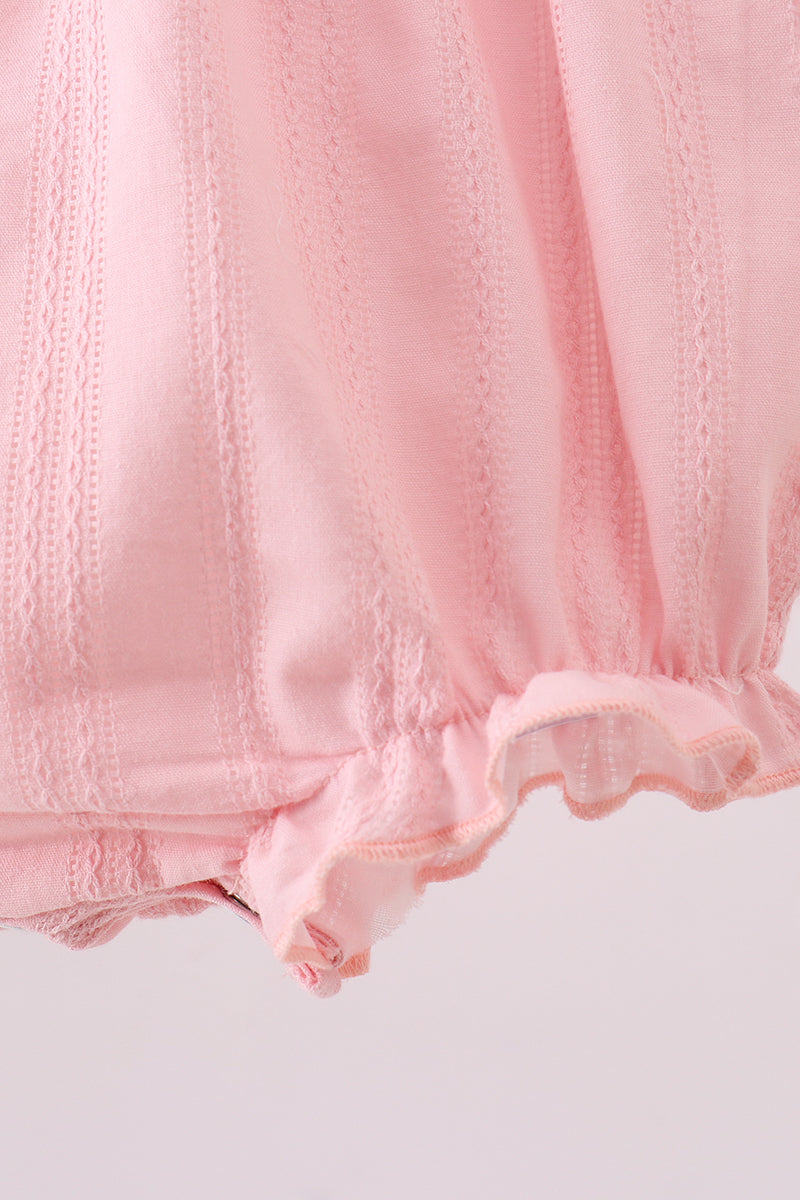 Pink Cross Jacquard Embroidery Ruffle Bubble