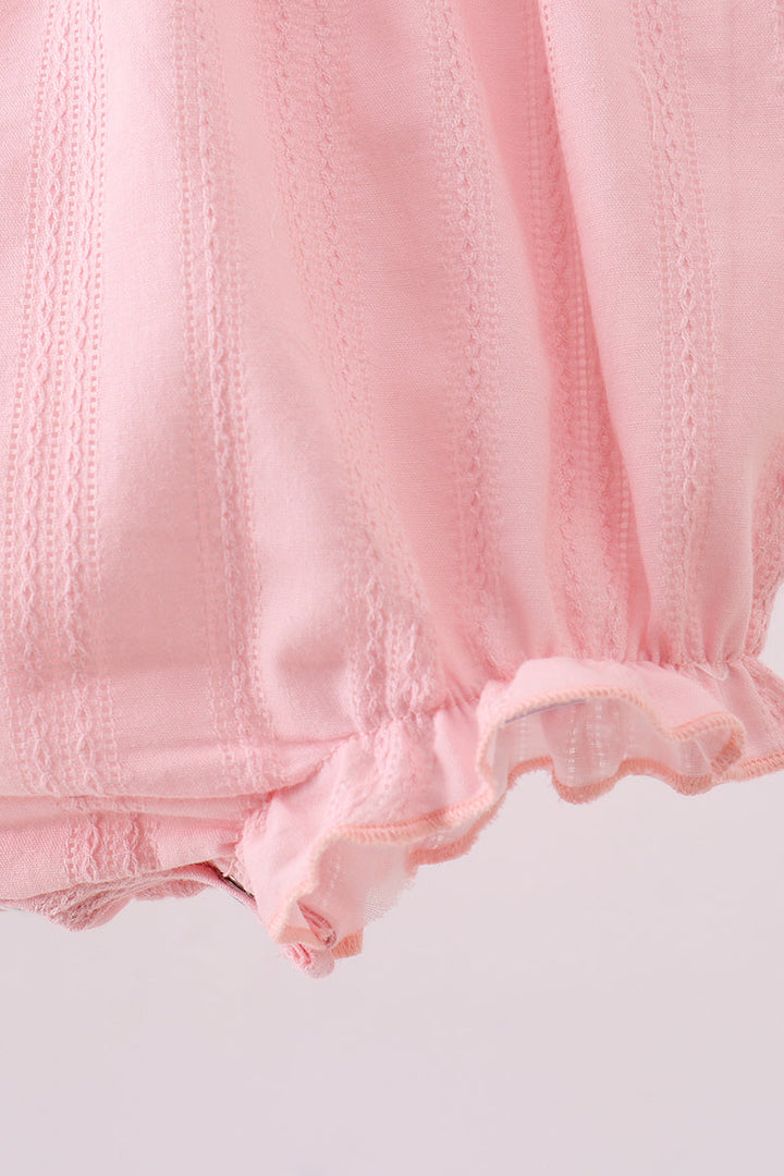 Pink Cross Jacquard Embroidery Ruffle Bubble