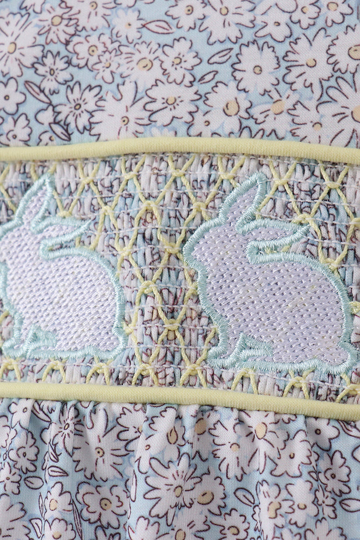 Floral Bunny Smocked Bubble