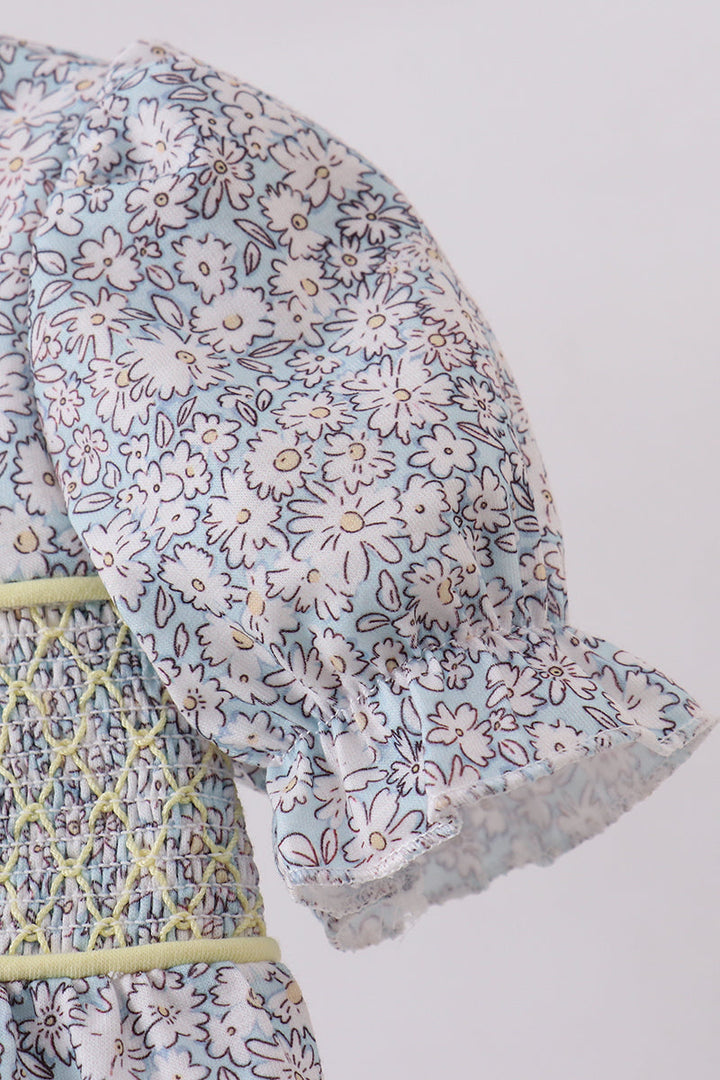 Floral Bunny Smocked Bubble