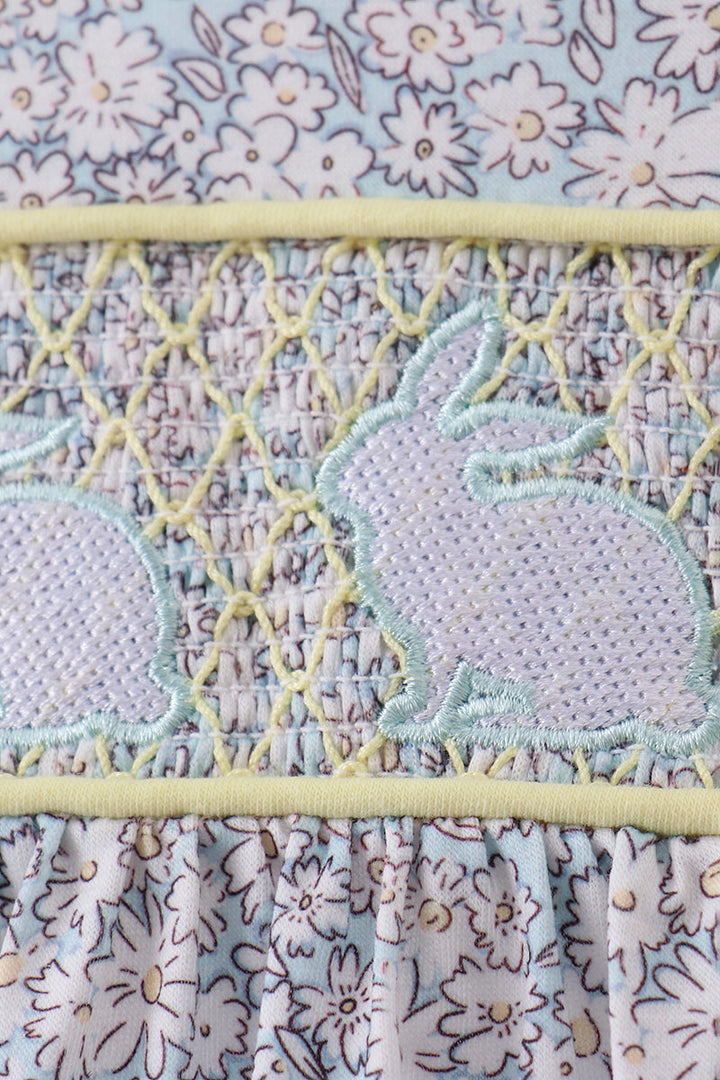 Floral Bunny Smocked Dress