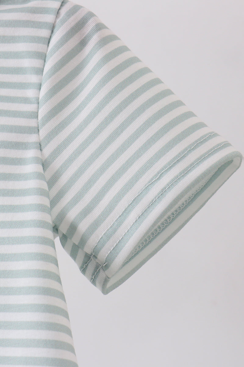 Sage Bunny Embroidered Stripe Bubble