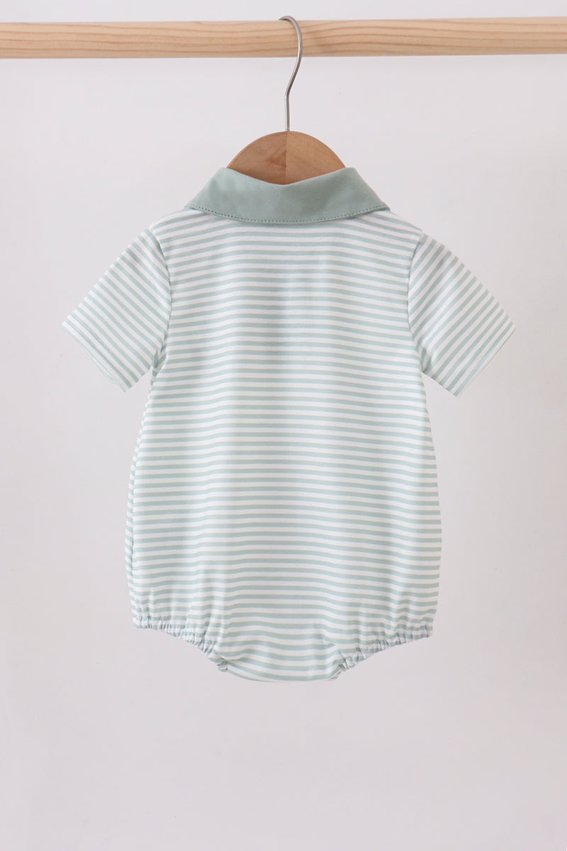 Sage Bunny Embroidered Stripe Bubble