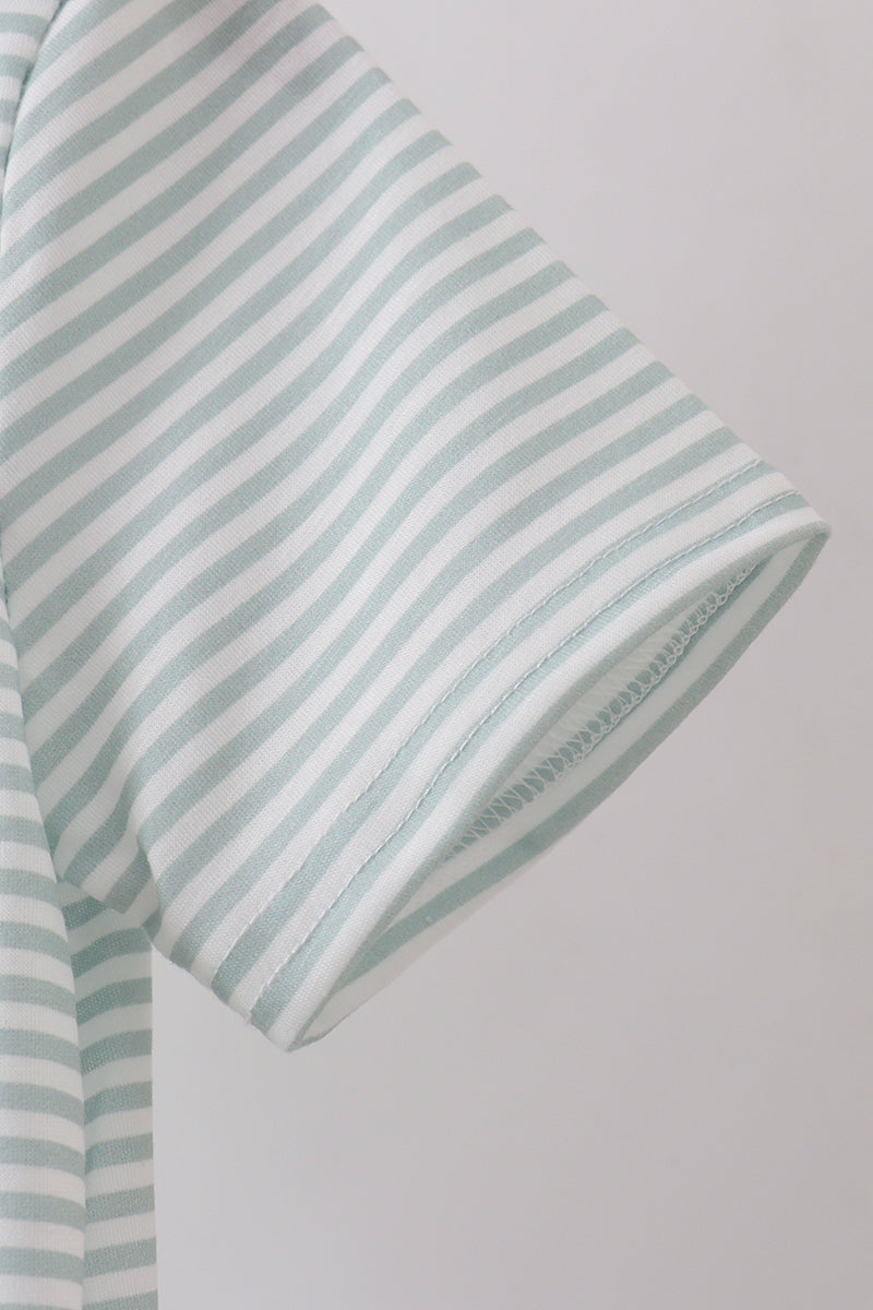 Sage Bunny Embroidered Stripe Shirt