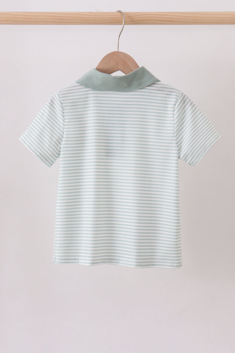 Sage Bunny Embroidered Stripe Shirt