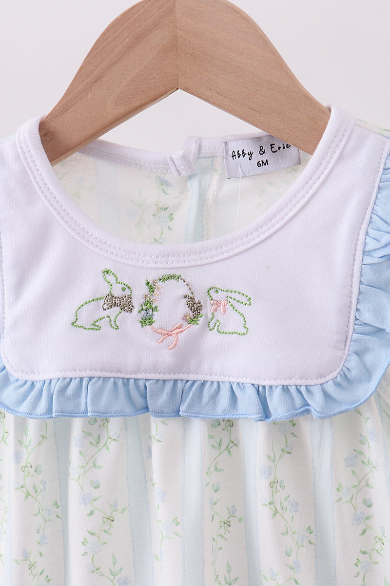Floral Bunny Embroidered Ruffle Bubble