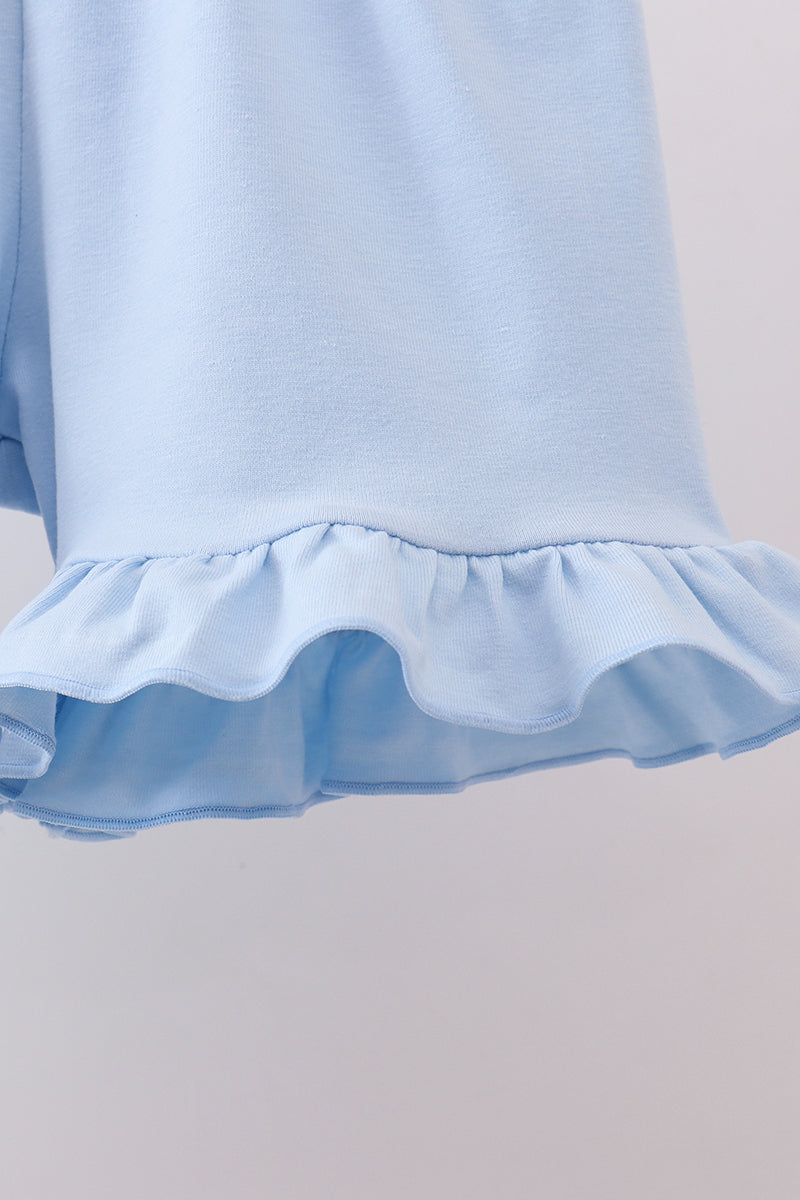 Floral Bunny Embroidered Ruffle Shorts Set