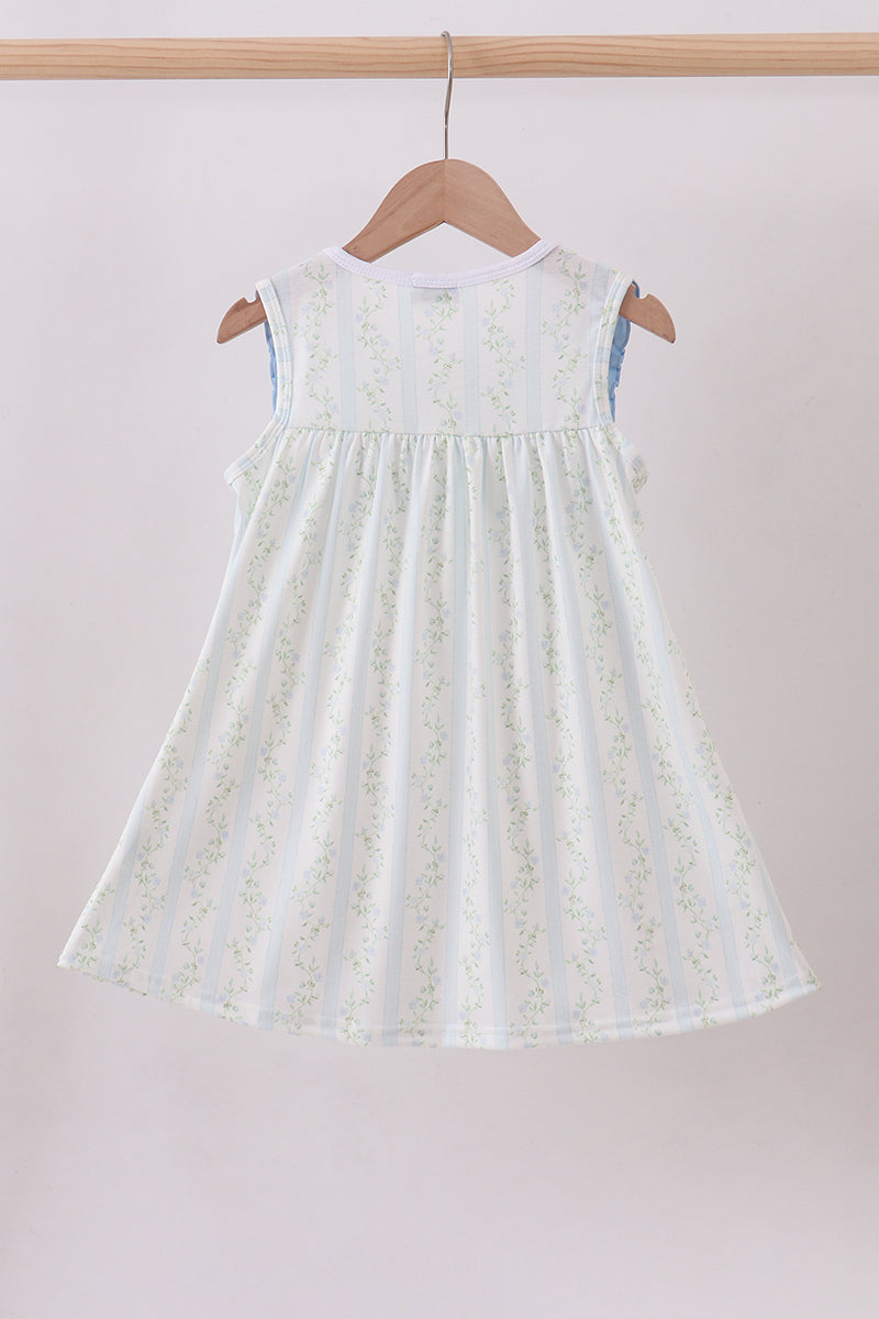 Floral Bunny Embroidered Ruffle Dress
