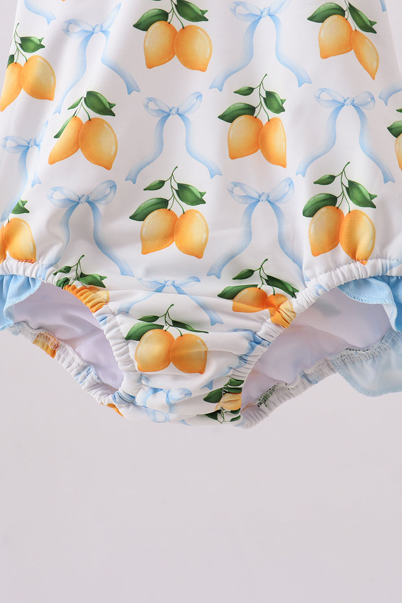 Blue Bow Lemon One-Piece Swimsuit