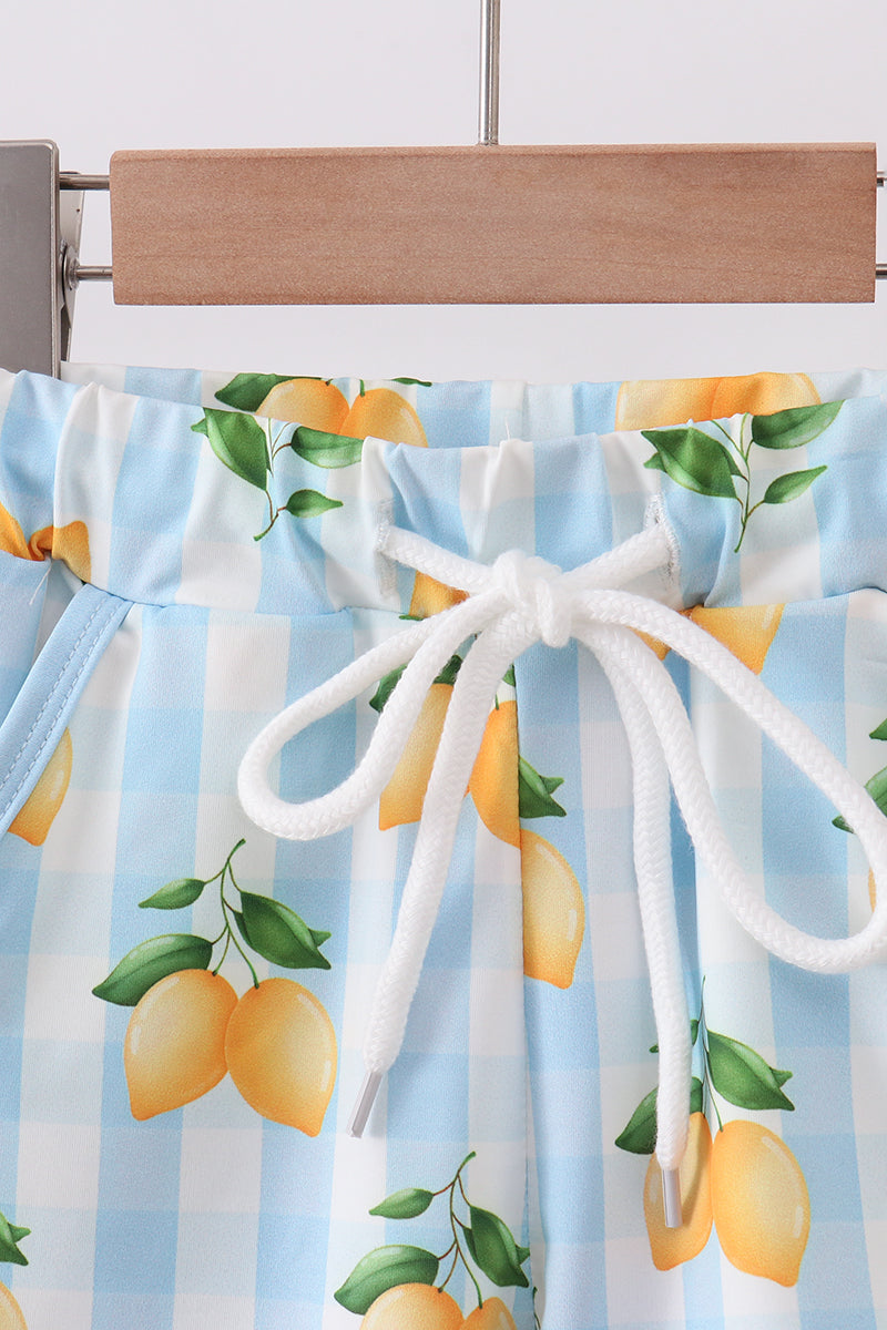 Blue Lemon Swim Trunks