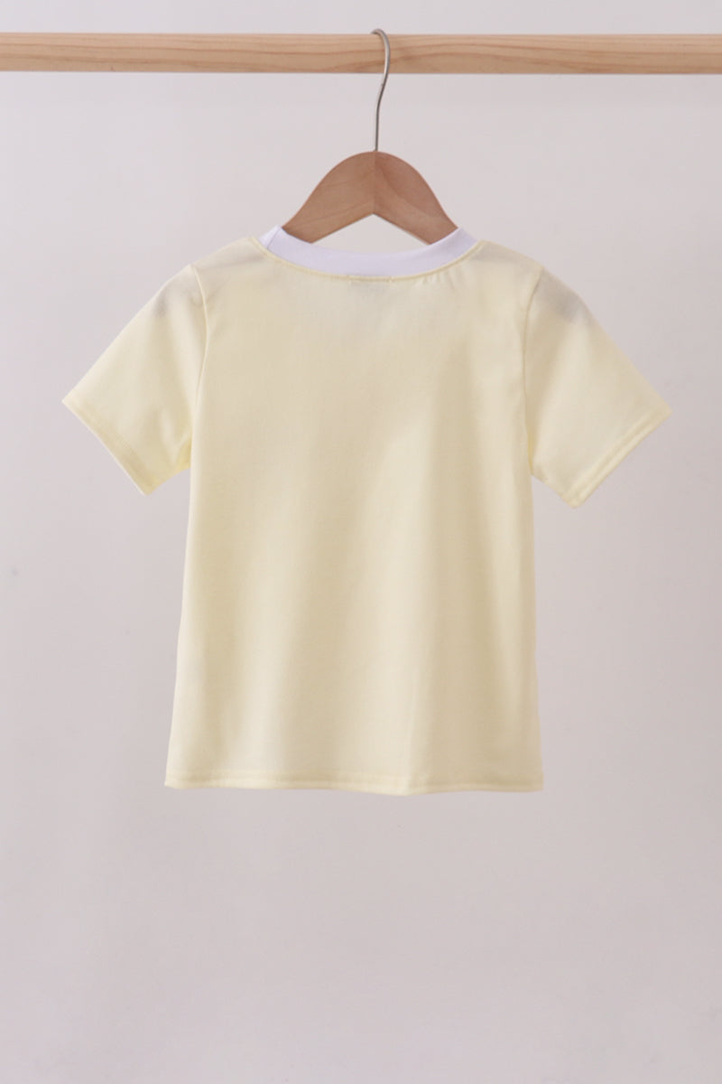 Yellow Cross Embroidered Top