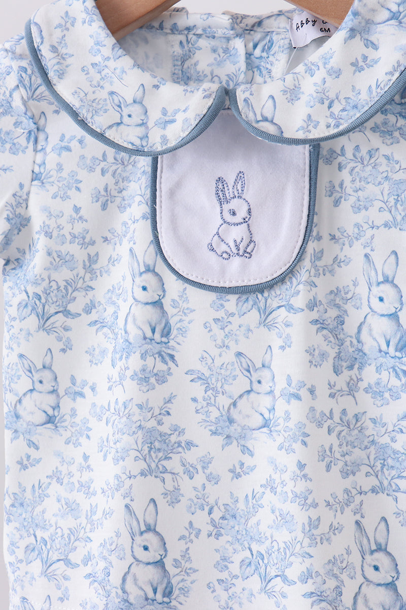 Navy Bunny Embroidered Bloomer Set