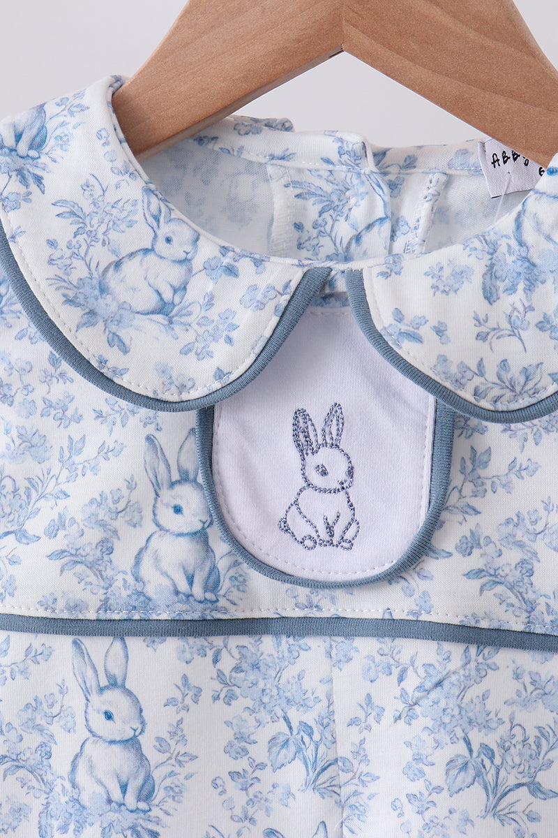 Navy Bunny Embroidered Bloomer Set