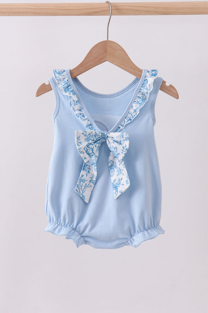 Blue Bunny Applique Ruffle Bubble