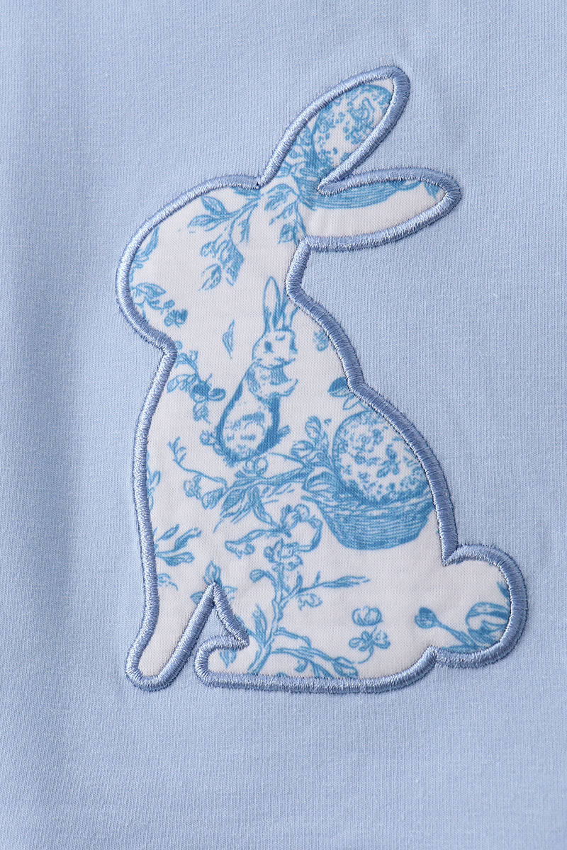 Blue Bunny Applique Ruffle Shorts Set