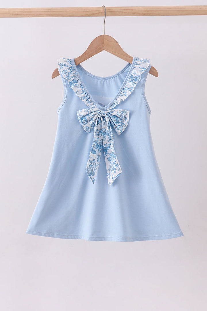 Blue Bunny Applique Ruffle Dress