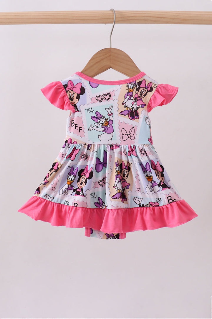 Pink Character Bamboo Ruffle Romper