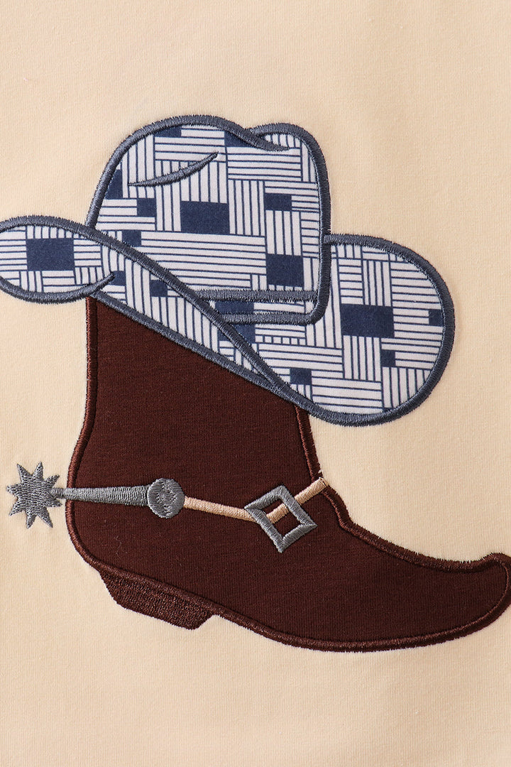 Khaki Boot Applique Top