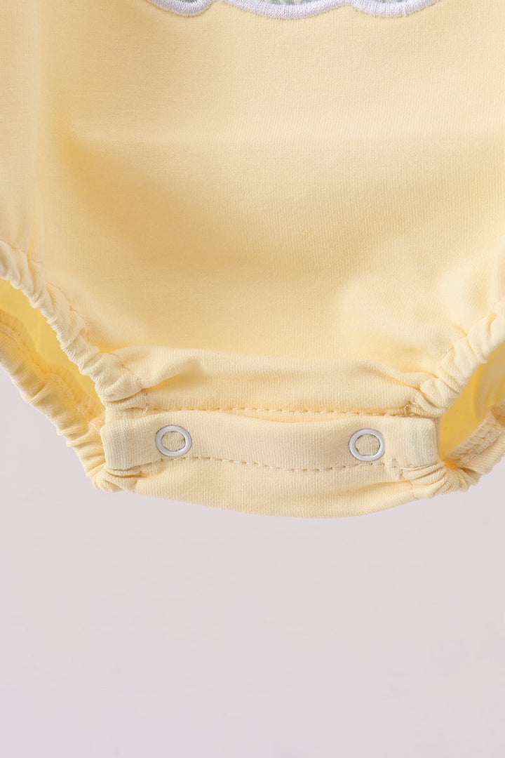 Yellow Plaid Bunny Applique Bubble