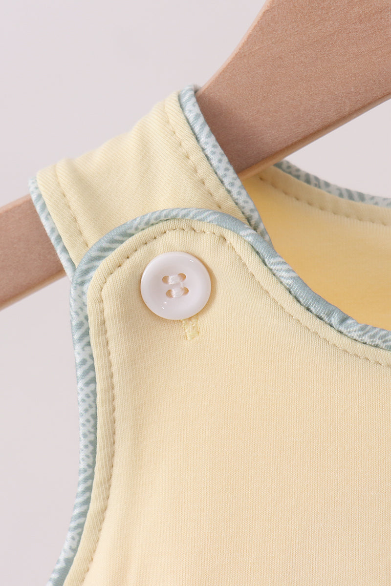 Yellow Plaid Bunny Applique Bubble