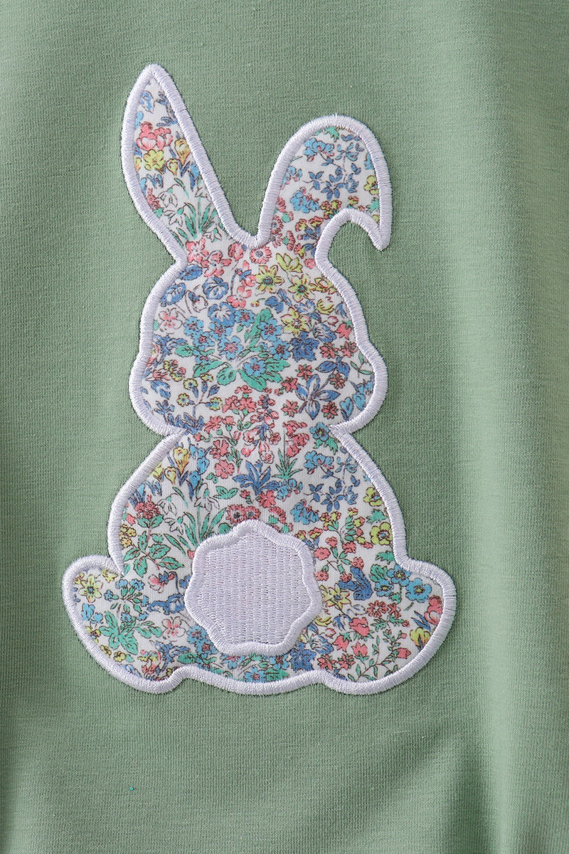Sage Bunny Applique Ruffle Bubble