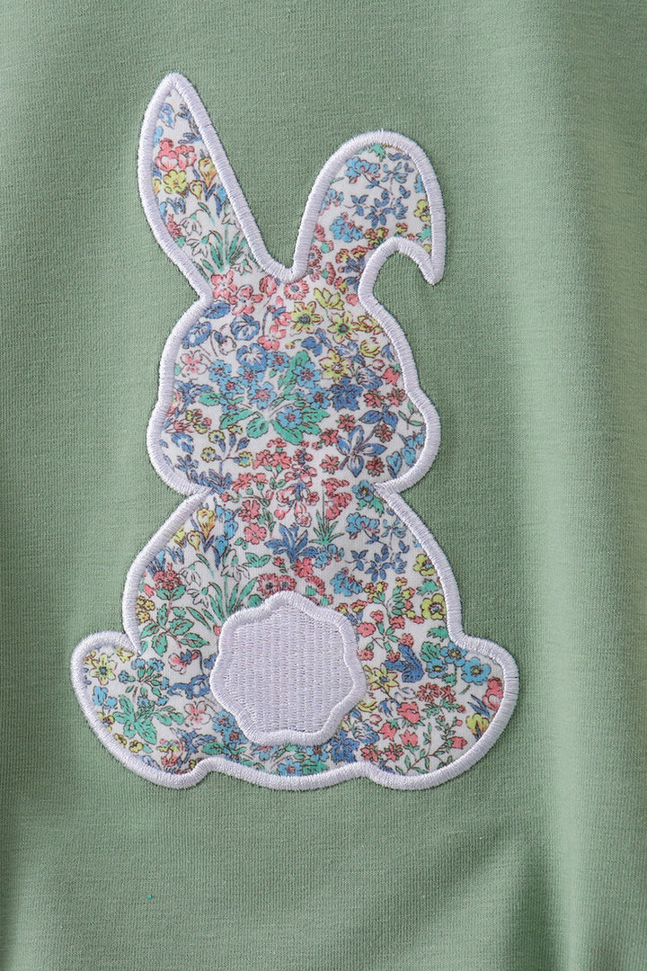 Sage Bunny Applique Ruffle Bubble