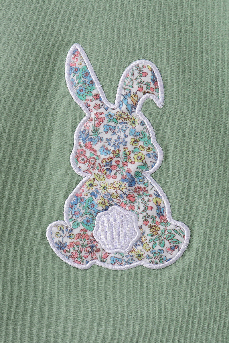 Sage Bunny Applique Bloomer Set