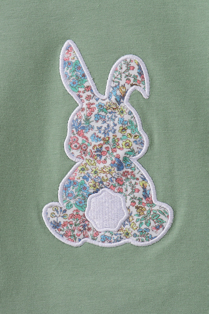 Sage Bunny Applique Bloomer Set