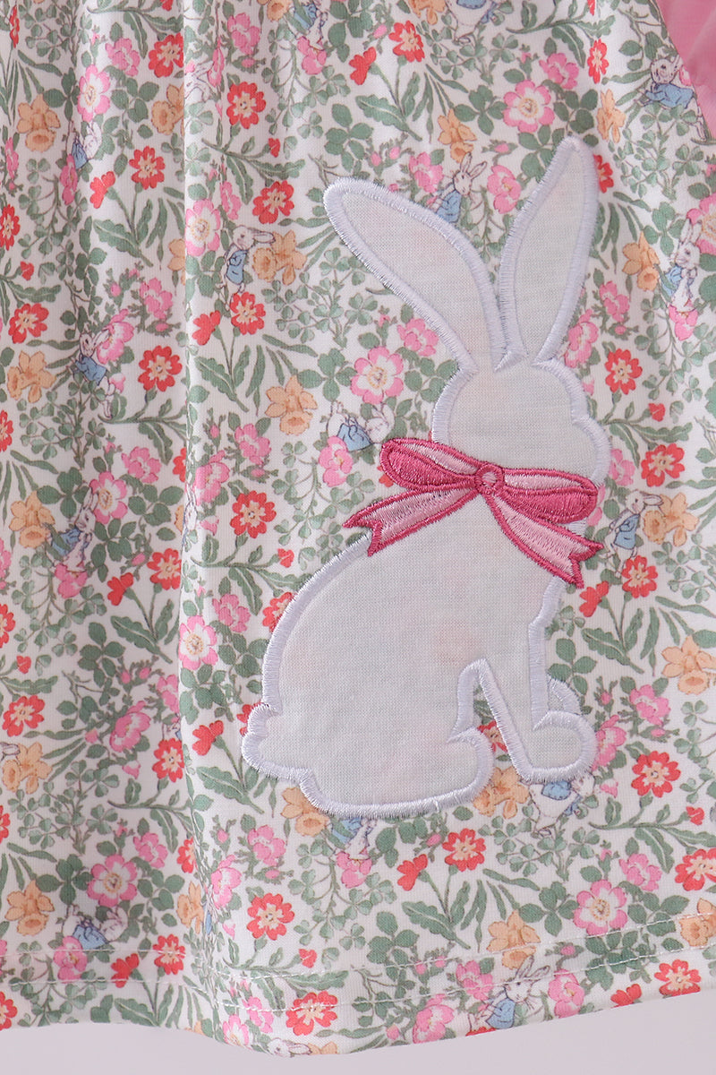 Floral Bunny Applique Ruffle Bloomer Set
