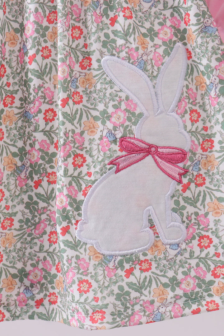 Floral Bunny Applique Ruffle Bloomer Set