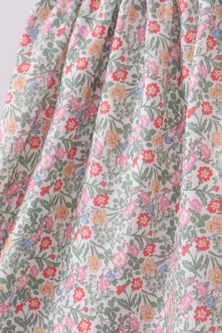Floral Bunny Applique Ruffle Dress
