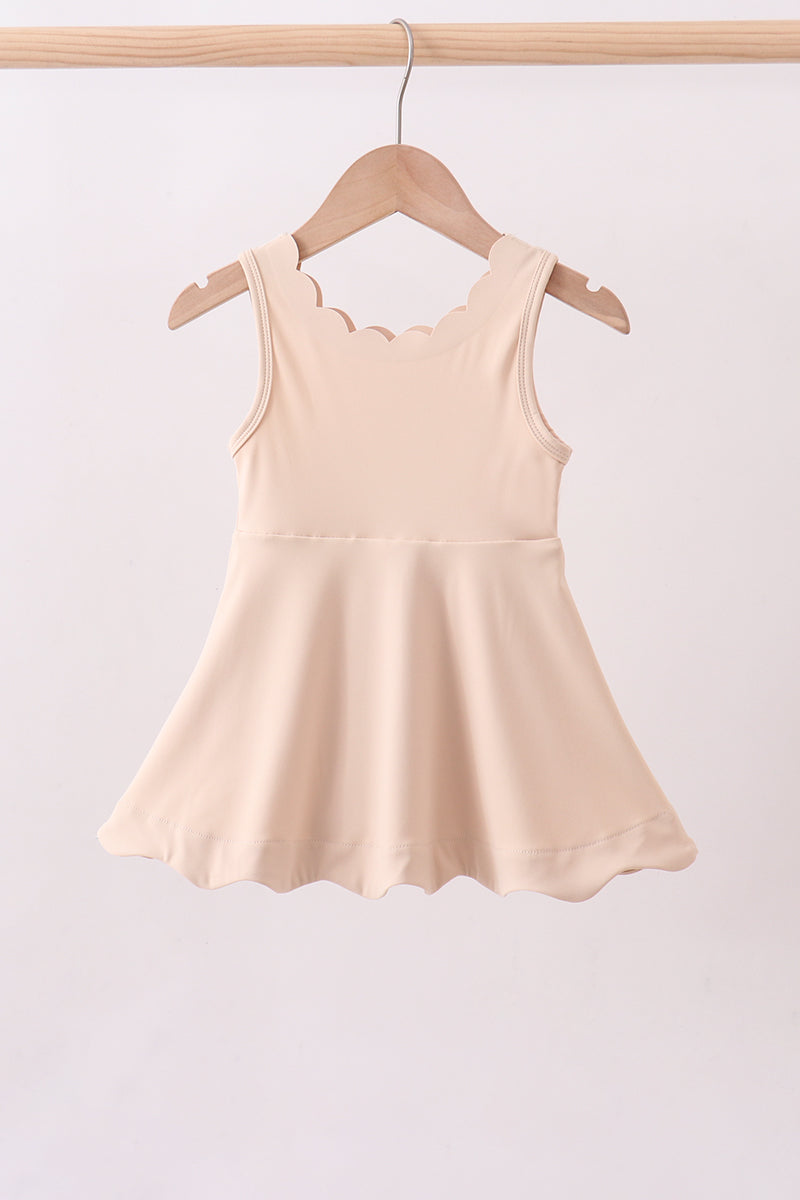 Cream Scalloped Active Dress