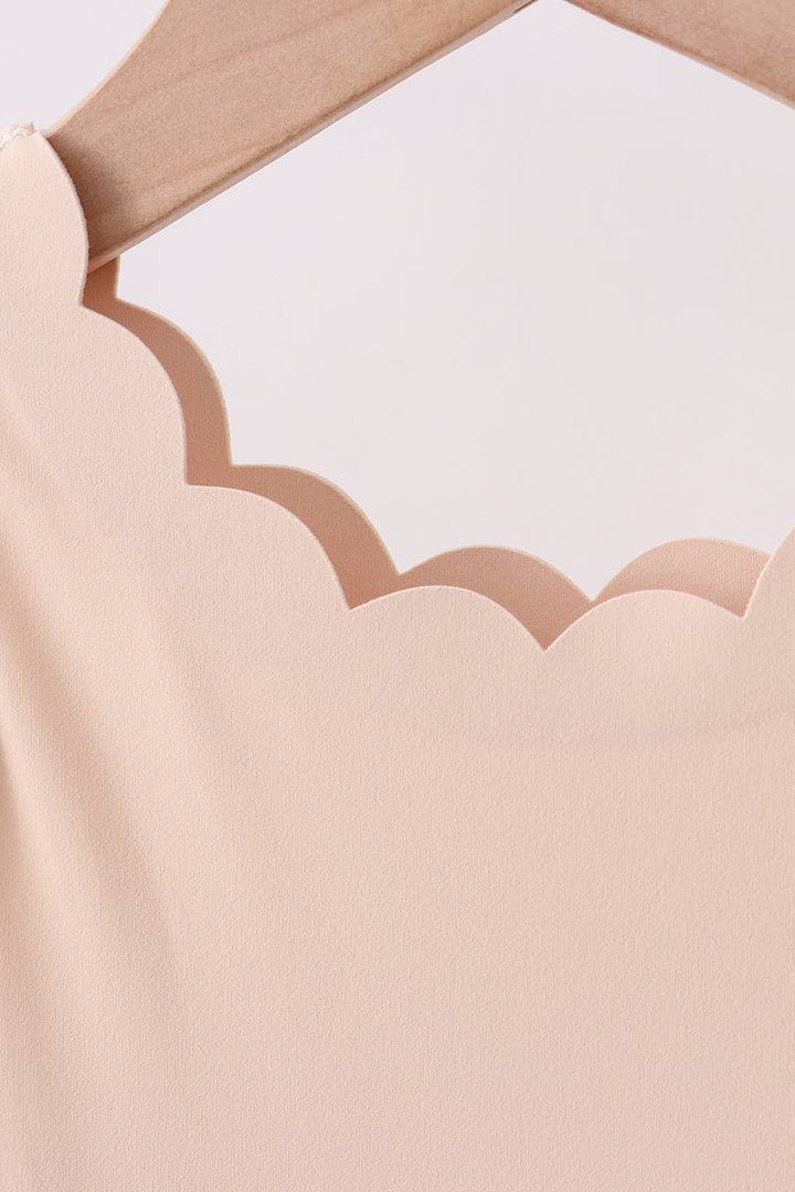 Cream Scalloped Active Dress