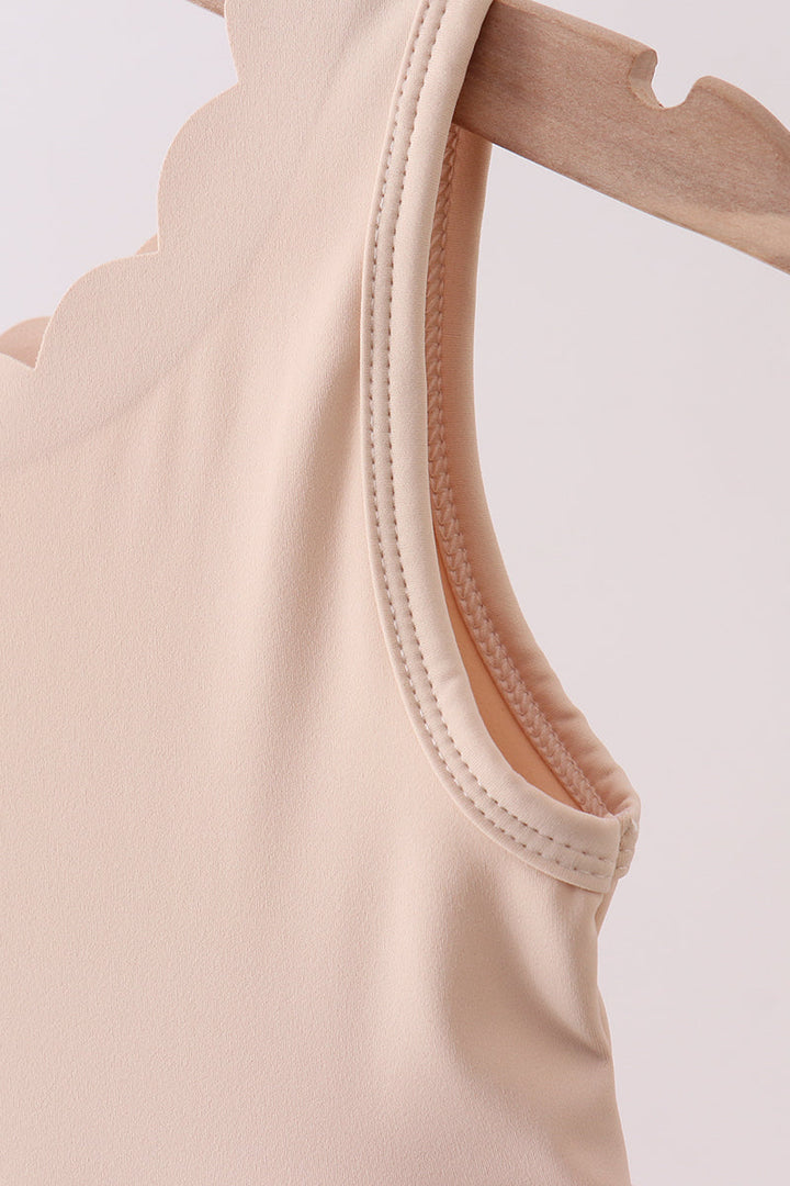 Cream Scalloped Active Dress
