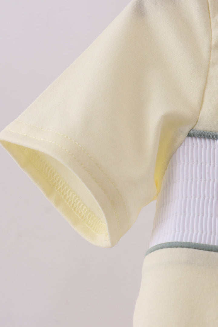 Yellow Cross Sheep Embroidered Top