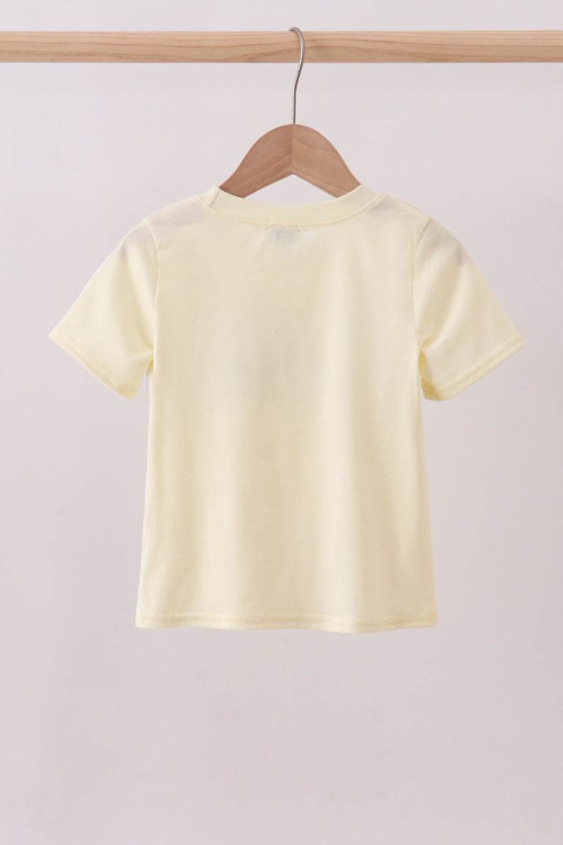 Yellow Cross Sheep Embroidered Top